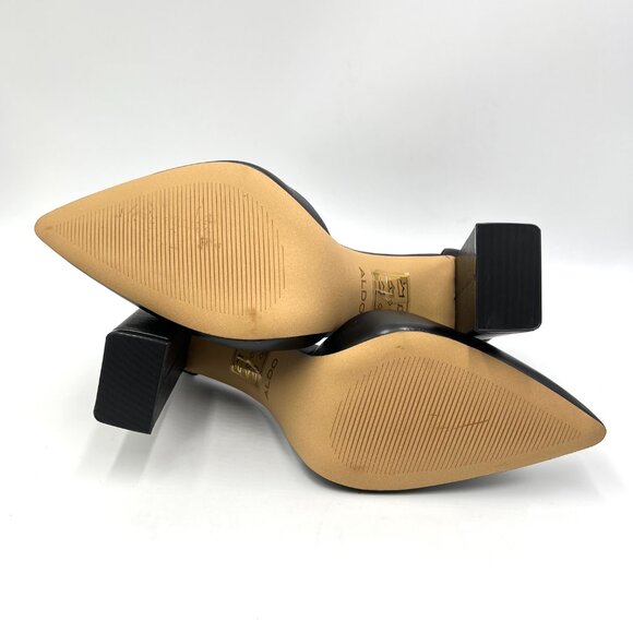 Aldo Womens Size 10 Black Leather D'Orsay Point Toe Block Heels Pumps Shoes - Picture 10 of 15